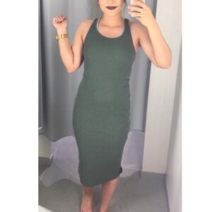 H&M Olive Green Racerback Midi Dress